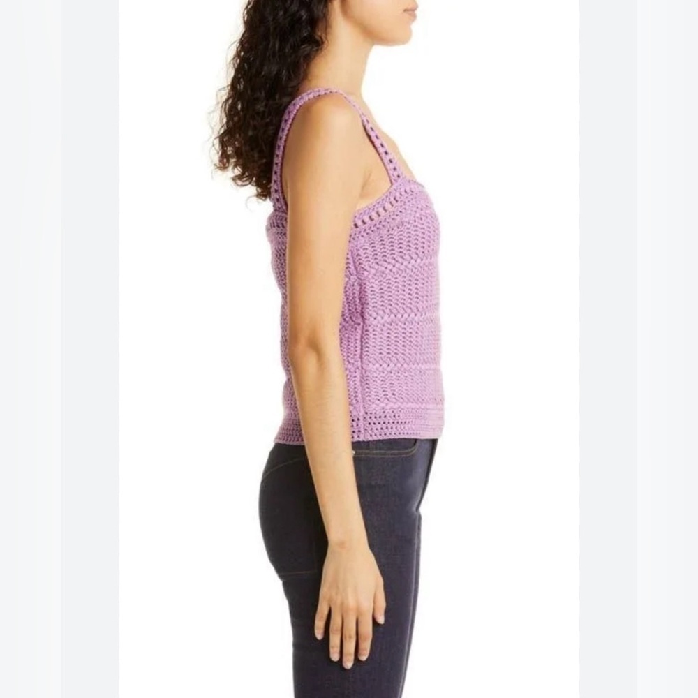 Vince Cotton Crochet Knit Camisole Square Neck Tank Sweater Size M - Picture 4 of 13